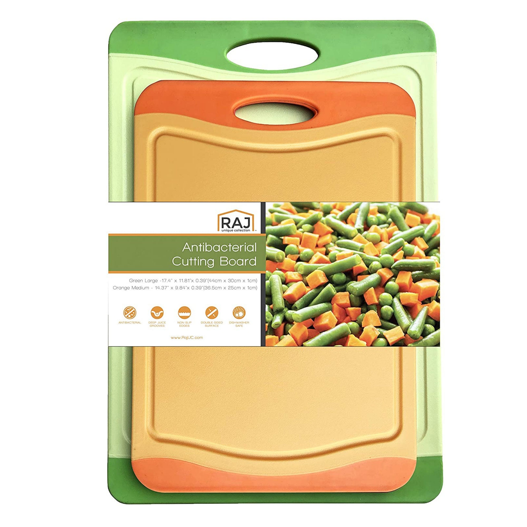 Raj Plastic Cutting Board Reversible Cutting board, Dishwasher Safe,  Chopping Boards, Juice Groove, Large Handle, Non-Slip, BPA Free (17.4 x  11.81)