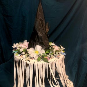 Fancy witch hat ”Olivia” witch hat, Halloween, costume cosplay, enchantment, Fairy hat. Wizard, garden magical hat