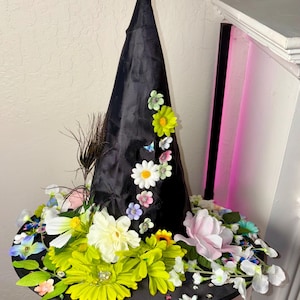 Fancy witch hat ”Olivia” witch hat, Halloween, costume cosplay, enchantment, Fairy hat. Wizard, garden magical hat