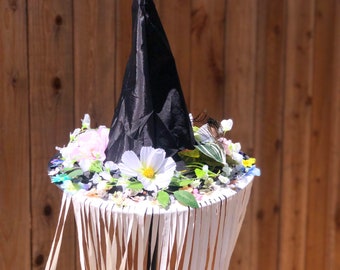Fancy witch hat ”Olivia” witch hat, Halloween, costume cosplay, enchantment, Fairy hat. Wizard, garden magical hat