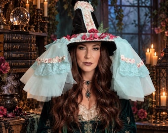 Floral Witch Hat – Handmade Fairycore Renaissance Costume Headwear