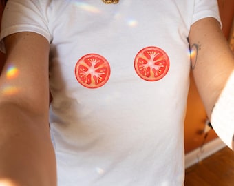 Tomato Baby Tee, Tomato Girl Baby Tee, Coquette Baby Tee, Y2K Aesthetic, 90s Baby Tshirt, Foodie Shirt, Vintage Fruit Print, Y2K Baby Tee