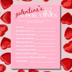 Galentines Day Superlative, Ladies Night Spiele, Galentine Party Druckbares Spiel, Girls Night Spiele, Drucken Sie zu Hause, Höchstwahrscheinlich zum Valentinstag
