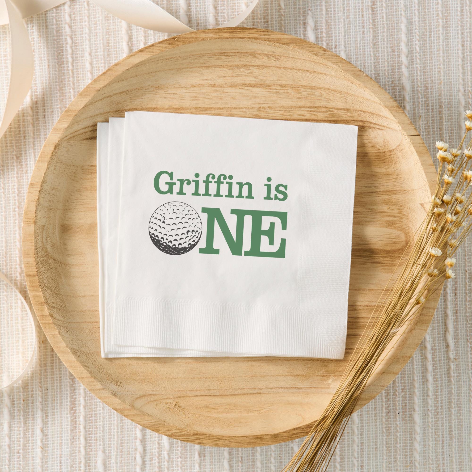 Golf 1st Birthday Party Napkins, Hole In One Par-Tee Decor, Custom Cocktail Napkins, Preppy Golf First Birthday, Boy First Birthday Theme