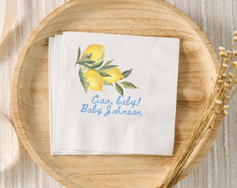Ciao Baby Shower Decor, Ciao Baby Shower Napkins, Italy Theme Baby Shower, Italian Baby Shower, Personalized Cocktail Napkins, Amalfi Summer