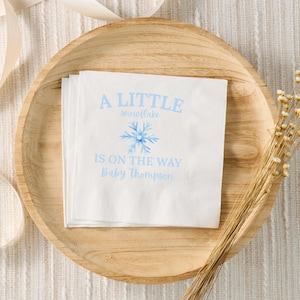 A Little Snowflake Is On The Way Baby Shower Decor, Custom Cocktail Napkins, Gender Neutral Winter Baby Sprinkle Theme, Winter Wonderland