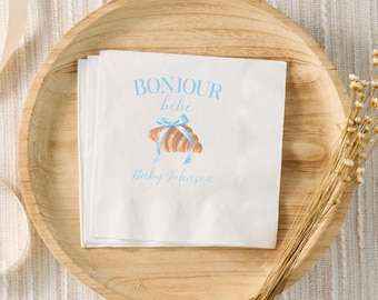 Bonjour Bebe Babyparty-Dekor, Bonjour Bebe-Servietten, Paris-Thema-Babyparty, Baby-Streuseln, französische Babyparty, Frankreich-Cocktail-Servietten