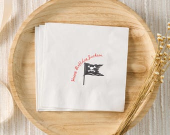 Pirate Birthday Decor, Custom Cocktail Napkins, Ahoy Matey Bday Party, Captain Pirate Boy Birthday Theme, Pirate Map Treasure, 3rd Birthday