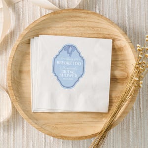 Something Blue Before I Do Bridal Shower Decor, Blue Bow Bridal Shower Custom Napkins, Personalized Cocktail Napkins, Blue Hydrangea Floral