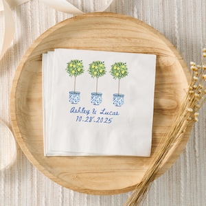 Custom Amalfi Coast Cocktail Wedding Napkins, Personalized Rehearsal Dinner Cocktail Napkins, Engagement Party, Lemon Bridal Shower Decor
