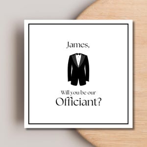 Officiant voorstel kaart aangepaste bewerkbare sjabloon, Officiant voorstel vak opmerking, wil je met ons trouwen, Officiant cadeau, cadeau bruiloft pastoor