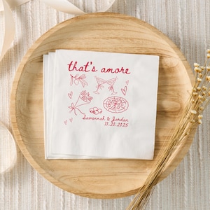Thats Amore Bridal Shower Napkins, Amore Bachelorette Decor, Italian Themed Bridal Shower Whimsical, Engagement Party Personalized Napkins