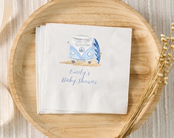 Baby an Bord Babyparty Dekor Surfbrett Babyparty Benutzerdefinierte Cocktailservietten, Surfen Baby Sprinkle, Sommer Surf Babyparty Gender Neutral