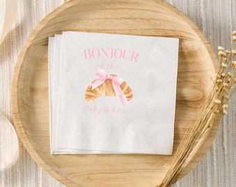 Bonjour Bebe Babyparty-Dekor, Bonjour Bebe-Servietten, Paris-Thema-Babyparty, Baby-Streuseln, französische Babyparty, Frankreich-Cocktail-Servietten