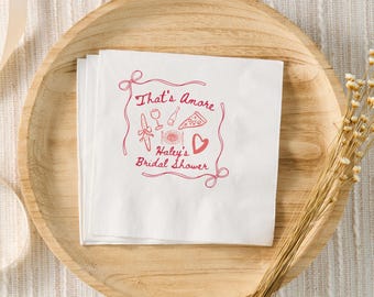 Thats Amore Bridal Shower Napkins, Amore Bachelorette Decor, Italian Themed Bridal Shower Whimsical, Engagement Party Personalized Napkins
