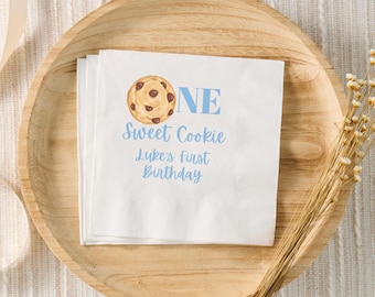 One Sweet Cookie Birthday Decor, Boy 1st Birthday Decorations, Cookie Bday Party, Cookie 1st Birthday Custom Napkins, Personalized Napkins