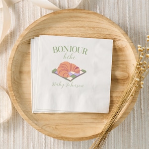 Bonjour Bebe Baby Shower Decor, Bonjour Bebe Napkins, Paris Theme Baby Shower, Baby Sprinkle, French Baby Shower, France Cocktail Napkins