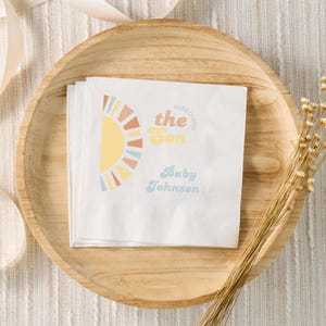 Here Comes The Son Baby Shower Decor, Sunshine Baby Shower Custom Napkins, Boho Retro Theme, Boy Baby Shower, Boy Baby Sprinkle, Rainbow