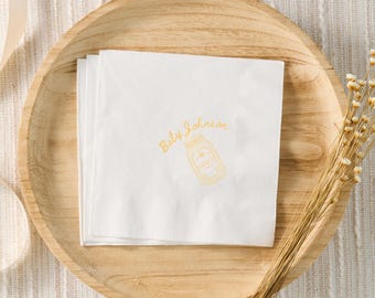 A Little Honey Is On The Way Baby Shower Napkins, Gender Neutral Honey Bee Baby Shower Decor, Personalized Cocktail Napkins, Bumble Bee