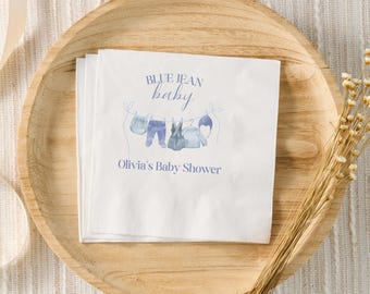 Blue Jean-babyshowerservetten, Blue Jean-babyshowerdecoratie, een Blue Jean-baby is onderweg, babyshower jongens, Genderneutraal babyshower