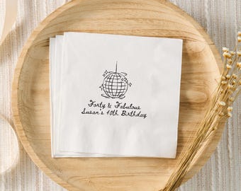 40th Birthday Custom Cocktail Napkins, 40th Birthday Favors, 40th Birthday Decorations, Personalized Napkins, 40th Birthday Party Decor