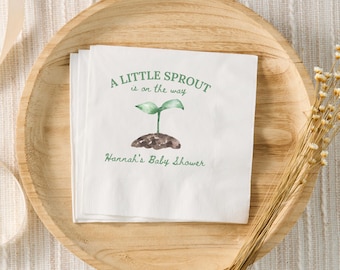 A Little Sprout Is On The Way Baby Shower Decor, Little Sprout Custom Napkins, Baby Sprinkle Personalized Cocktail Napkins, Farmers Market