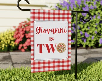 Pizza Second Birthday Decor, Pizza 2nd Birthday Party Yard Flag, Welcome Sign, Slice Of Fun, Italian 2nd Birthday Party Theme, Personalized
