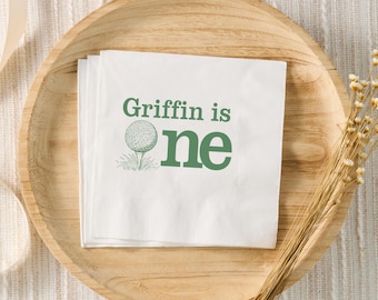 Golf 1st Birthday Party Napkins, Hole In One Par-Tee Decor, Custom Cocktail Napkins, Preppy Golf First Birthday, Boy First Birthday Theme