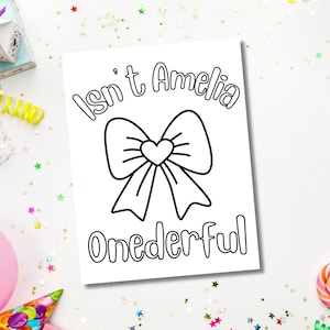 ¿No es ella una maravilla? Decoraciones de cumpleaños, hoja de actividades para la fiesta del primer cumpleaños con moños, página para colorear de coqueta, página imprimible, personalizada y editable