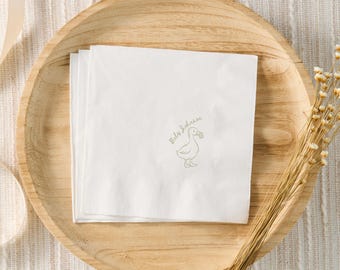 Silly Goose Baby Shower Decor Gender Neutral Silly Goose Sprinkle Custom Girl Silly Goose Napkins, Personalized Cocktail Napkins, Sage Green