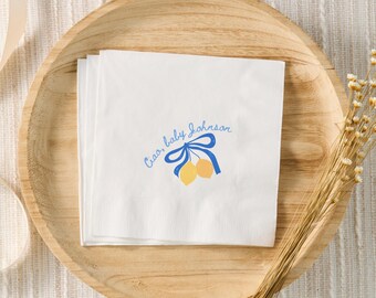 Ciao Baby Shower Decor, Ciao Baby Shower Napkins, Italy Theme Baby Shower, Italian Baby Shower, Personalized Cocktail Napkins, Amalfi Summer