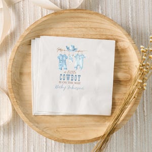 Cowboy Baby Shower Decorations, A Little Cowboy Is On The Way Napkins, Wild West Western Baby Sprinkle Decor, Western Boy Baby Shower, Blue