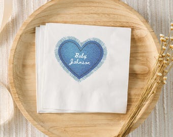 Blue Jean-babyshowerservetten, Blue Jean-babyshowerdecoratie, een Blue Jean-baby is onderweg, babyshower jongens, Genderneutraal babyshower
