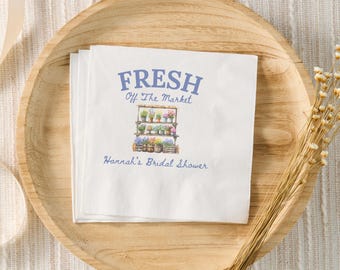 Fresh Off The Market Bridal Shower Custom Napkins, Farmers Market Shower Decorations, Shes Off The Market Party Decor, Engagement Party