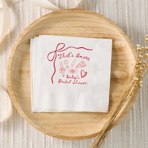 Thats Amore Bridal Shower Napkins, Amore Bachelorette Decor, Italian Themed Bridal Shower Whimsical, Engagement Party Personalized Napkins