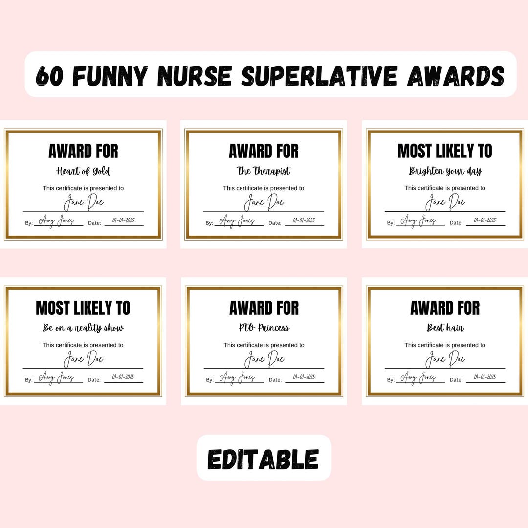 Nurse superlatives editable canva template easy nurse award