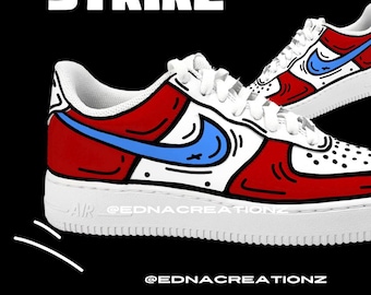 Zapatillas Nike Airforce 1 personalizadas, pintadas a mano, de cómic, con dibujos animados de Spiderman en color rojo, regalo único de superhéroe, arte urbano.