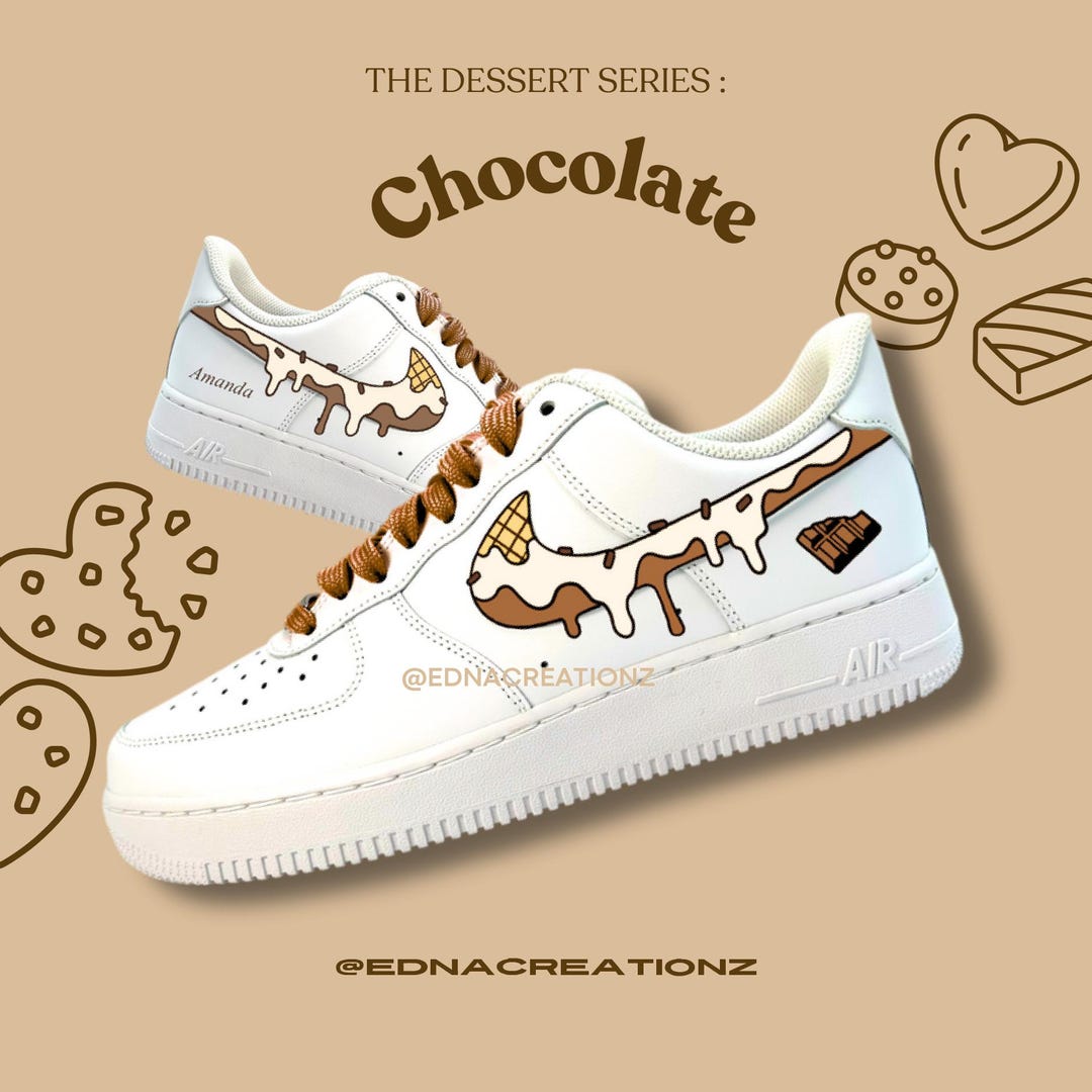 Dessert Series Chocolate Custom Nike AF1 Brown Ice Cream Design