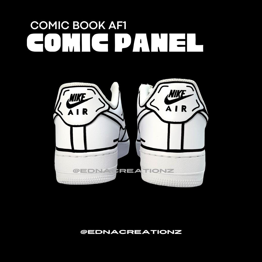 Comic Book Cartoon Line Handpainted Custom Nike Airforce 1 Sneaker