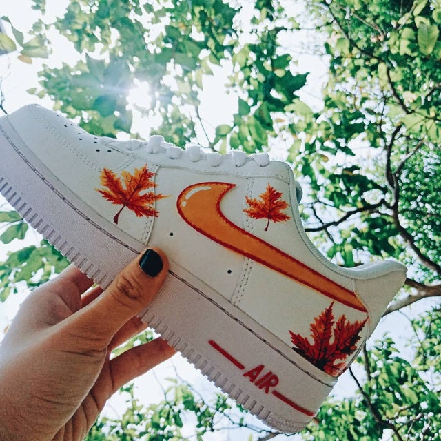 Autumn Leaf Customize Nike Airforce 1 handpainted Sneaker for