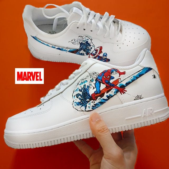 Waves With Marvel Cartoon Spider-man & Captain - Etsy Norway