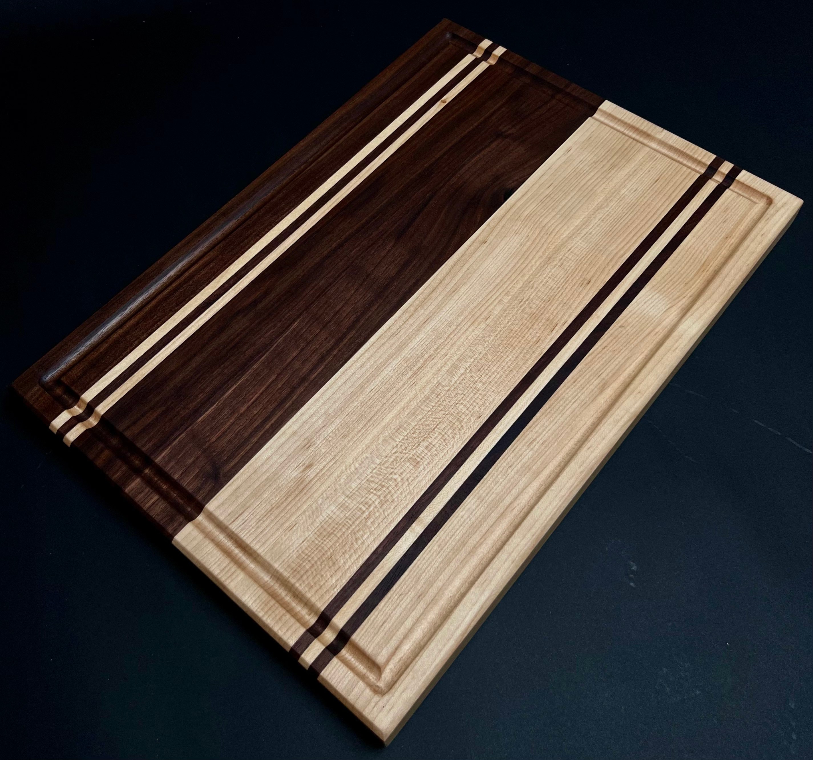 Large Striped Maple and Walnut Cutting Board