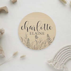 Baby Name Announcement, wood circle