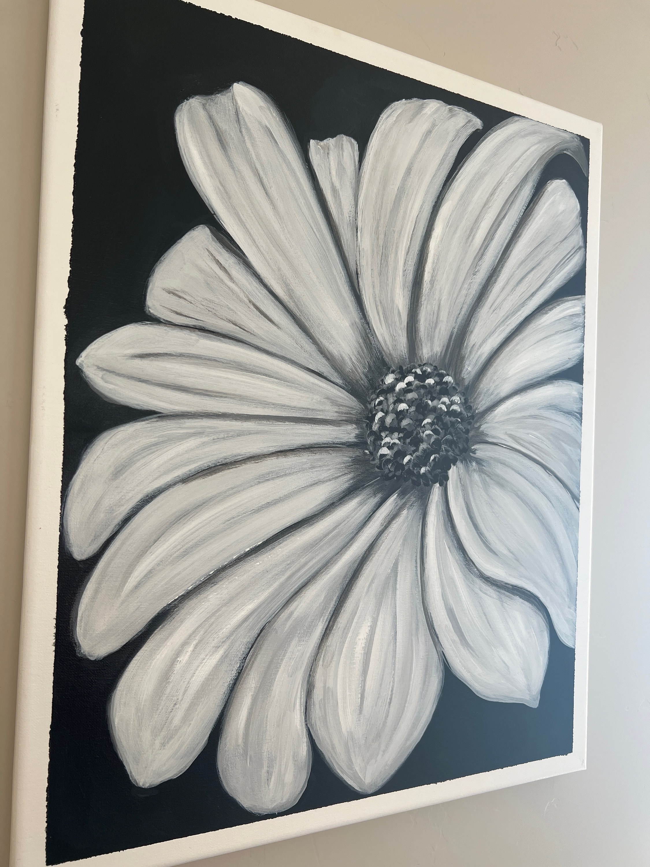 daisy-black-and-white-acrylic-painting-floral-art-black-and-white