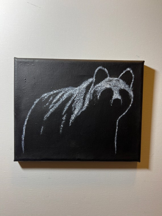 Bear Black and White Silhouette Acrylic Painting / Animal Art - Etsy Bear Black and White Silhouette Acrylic Painting / Animal Art - Etsy