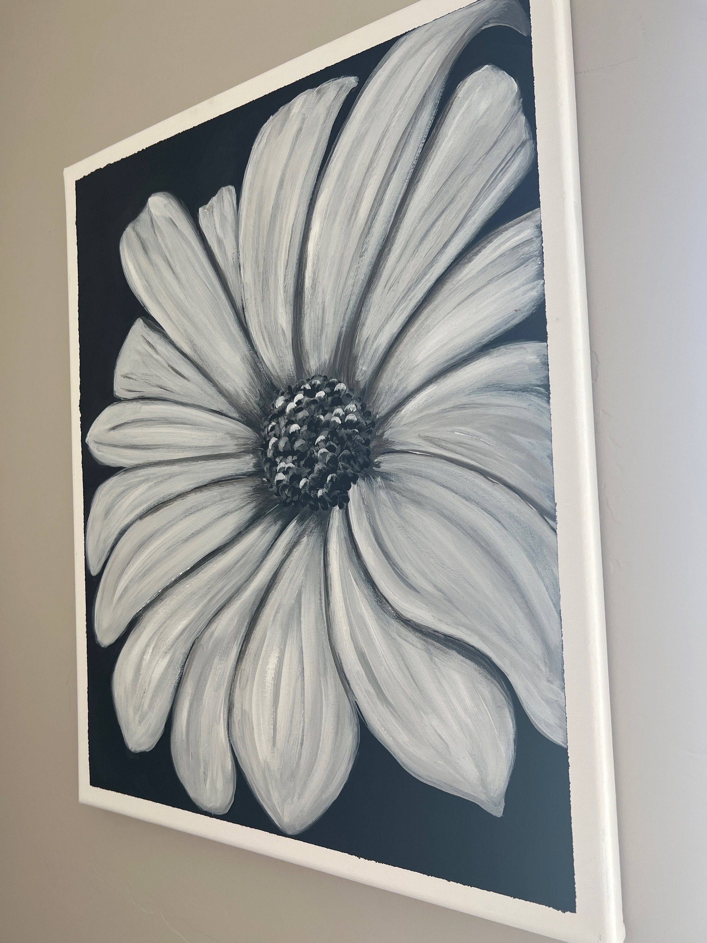 daisy-black-and-white-acrylic-painting-floral-art-black-and-white