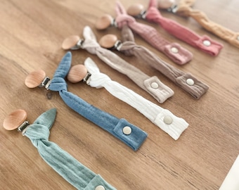 Personalized Pacifier Clip | Fabric pacifier clip | Double gauze pacifier clip | Embroidery | First name | Pacifier clip | Pacifier chain