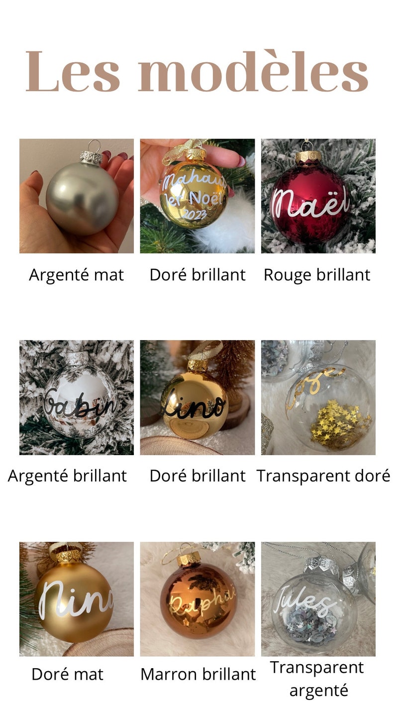 Boule de Noël personnalisée Personnalisable Décoration Décoration Noël Enfant Famille Cadeau personnalisé image 10