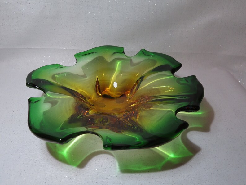 Murano New Free Shipping Sommerso Challenge the lowest price Centerpiece Glass Vintage Dish ~
