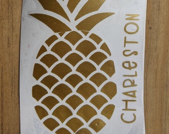 Charleston, SC Gold Pineapple Car Decal